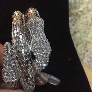 silver rhinestone snake bracelet